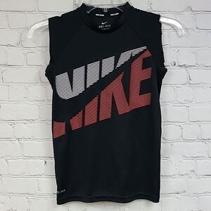 Kids Nike Swim Tank Top Small 8-10 years Black Sleeveless Jersey Logo Graphic T